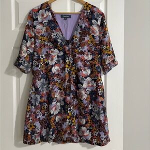 Modcloth Lavender Floral V-Neck Dress